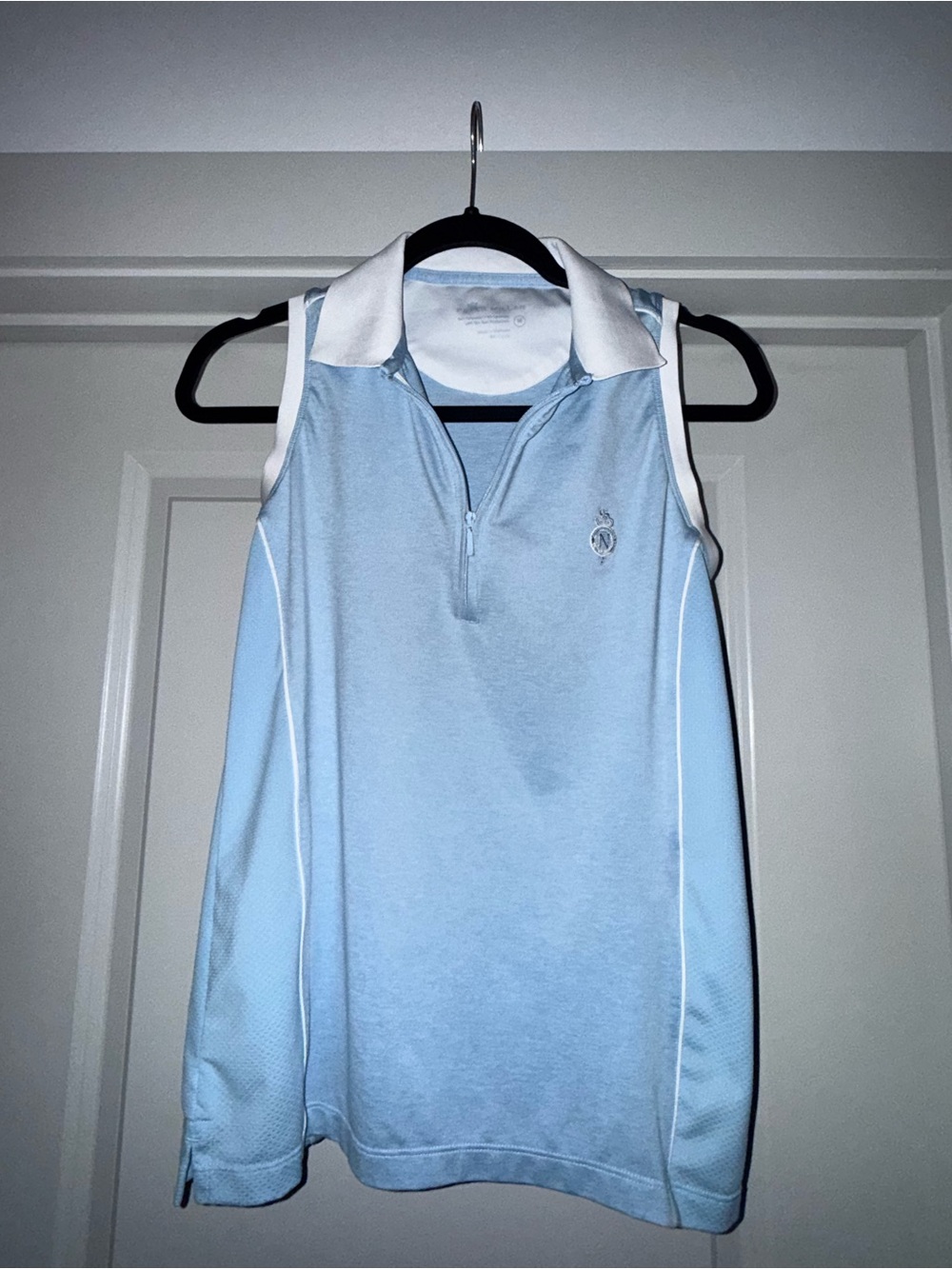 Peter Millar Light Blue and White Sleeveless Polo Tank